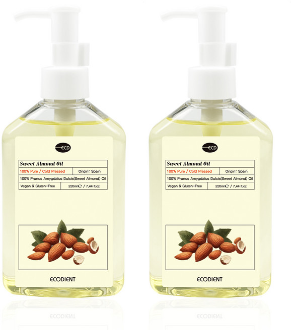 [에코디언트] 100% 퓨어 스윗 아몬드 오일, 2개, 220ml