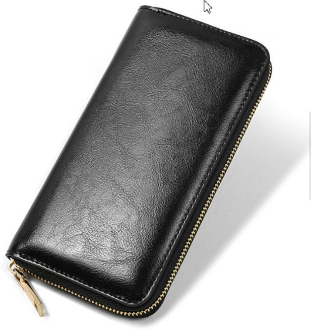 【AngelNaNa】真皮 復古油蠟皮男女中性拉鍊皮夾手拿包 母錢包 6吋手機包 (SMA0404)