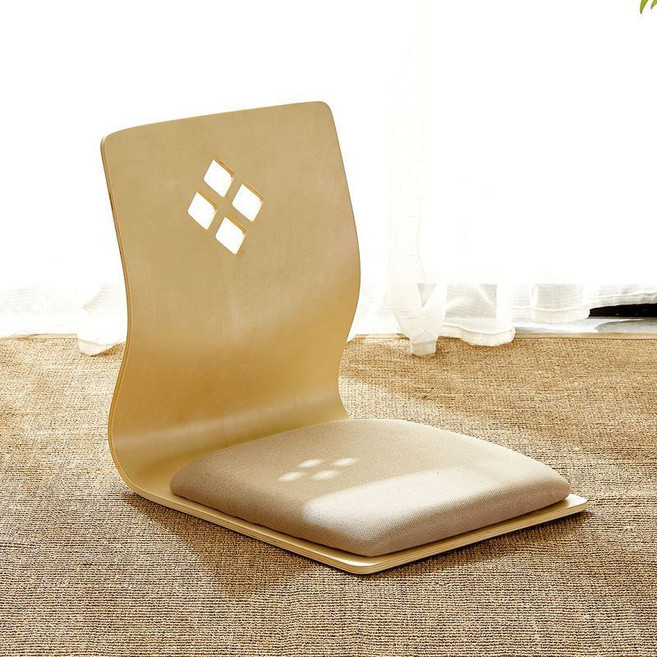 和室椅 懶人椅 靠背椅 飄窗椅 床上座椅, 1個, 菱形木色棉麻