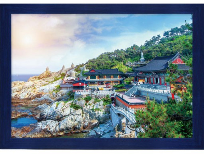 퍼즐갤러리 부산 해동용궁사 풍경 500피스 직소퍼즐액자 PG509, 퍼즐+우드블루액자, 1개