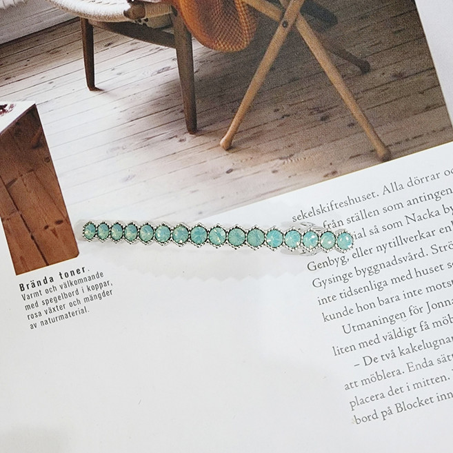 고급 스와로브스키 보석 큐빅 논슬립 일자 옆머리핀 미니 자동핀 6cm