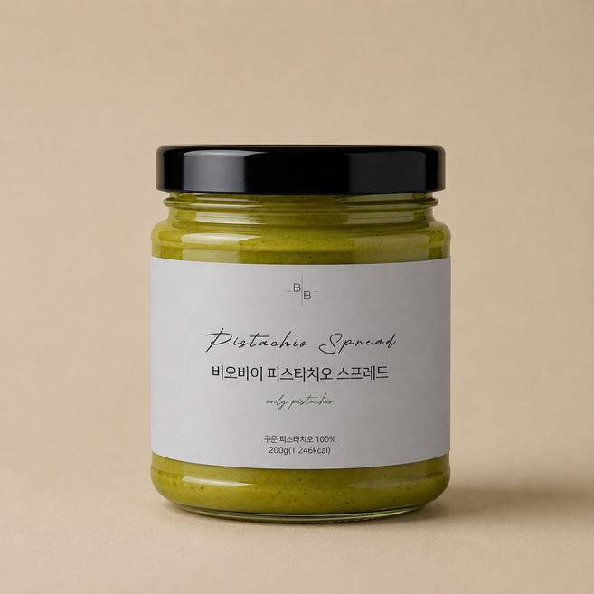 비오바이 무가당 100% 피스타치오 스프레드 무첨가 국산유리병, 1개, 200g