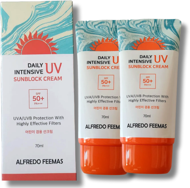 백탁없는 남자 여성 가족 선크림 썬크림 선블록 자외선차단제 SPF50+ PA+++, 2개, 70ml