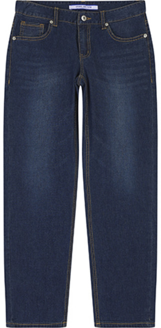 [잠뱅이] 여성 쿨맥스 캣 워싱 크롭 스트레이트 데님 팬츠 다크블루