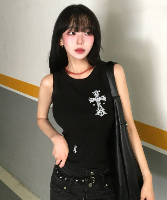 [다미쉬] 고딕 크로스 탱크탑_블랙