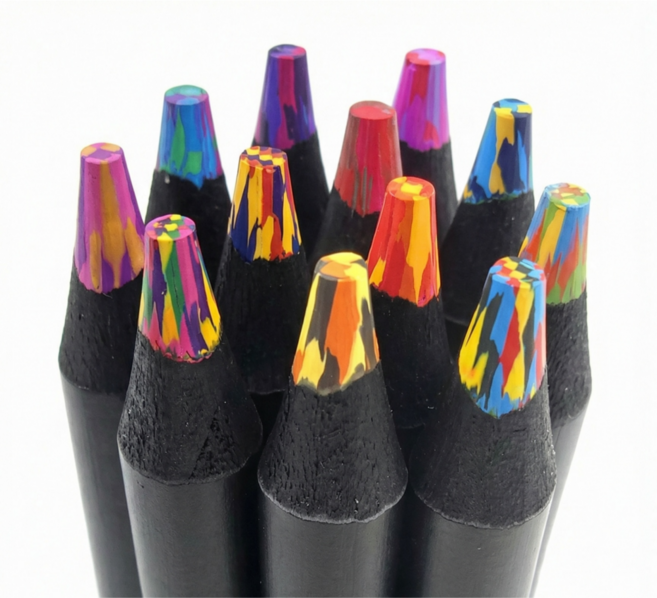 올리올망 컬러링북 모자이크 연필 무지개 색연필, 1세트, 12개