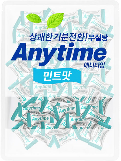 애니타임 무설탕 캔디 민트맛 대용량 사탕 100개(개별포장), 100개