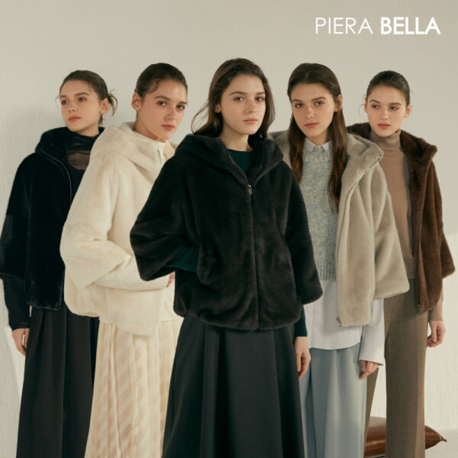 [피에라벨라] FAUX FUR 밍크 하프후드 7부자켓