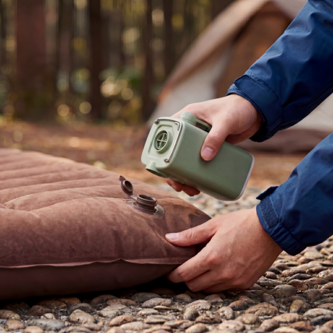 캠핑 에어펌프 무선 미니 휴대용 전동 공기주입기 바람 빼기, 1개, 녹색
