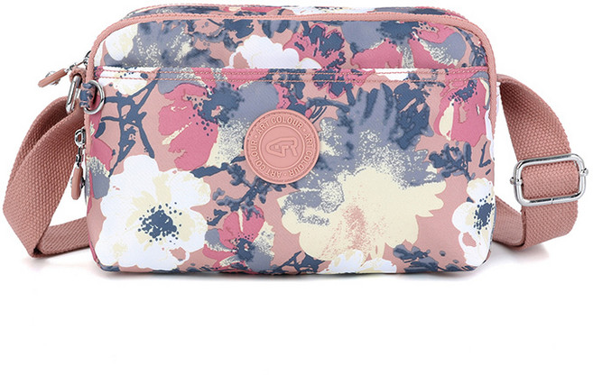 아트컬러 플라워 패턴 생활방수 가벼운 크로스백 A91404