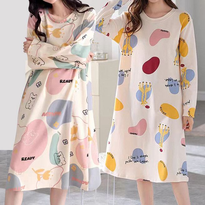 로즈엘리 러블리 크림 긴팔 홈웨어 원피스 2종 택1