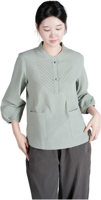 [편한생활한복] 여자 개량한복 체크 반오픈 상의