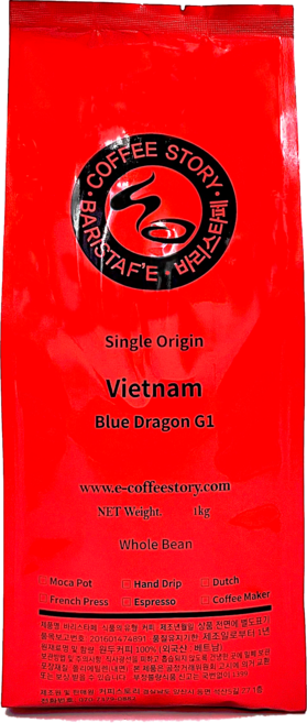 커피스토리 베트남 로부스타 G1 원두커피, 홀빈(분쇄안함), 1kg, 1개