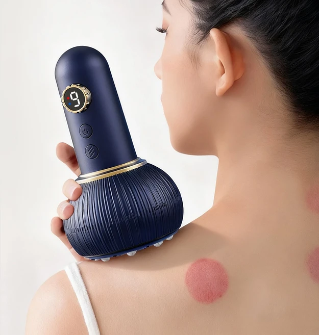 SaeByul 스마트 흡입 괄사 마사지기 3in1 온열+괄사+진공 흡착 마사지기 바디 자동 흡착 마사지 안마기, 네이비 - 쿠팡