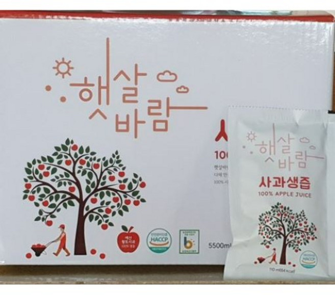 [예가정성] 햇살바람 예산 100% 생사과즙 110mlx50팩, 1개, 5.5L, 50팩