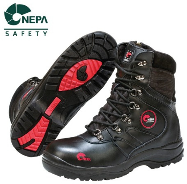 네파 세이프티 8인치 발목 안전화 작업화 지퍼 액션 가죽 군화 논슬립 블랙