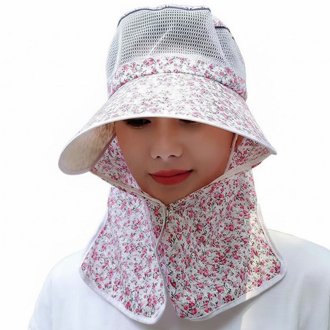 촌캉스 꽃무늬 시골 농촌 밭일 햇빛 가리개 모자