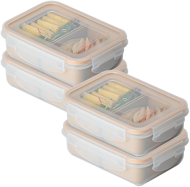 나누담 나눔 밀프랩 밀폐용기 2칸, 4개, 480ml