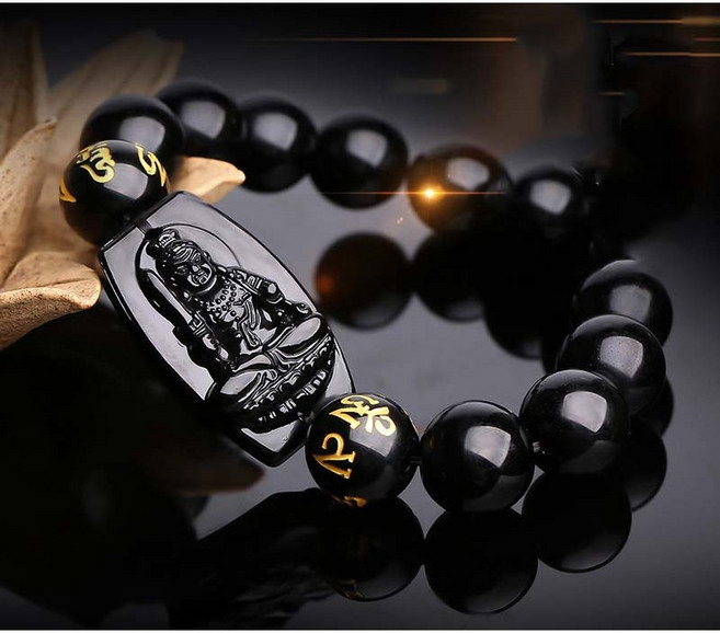 흑요석 부처님 염주 띠별 행운팔찌 8대 수호신 12지