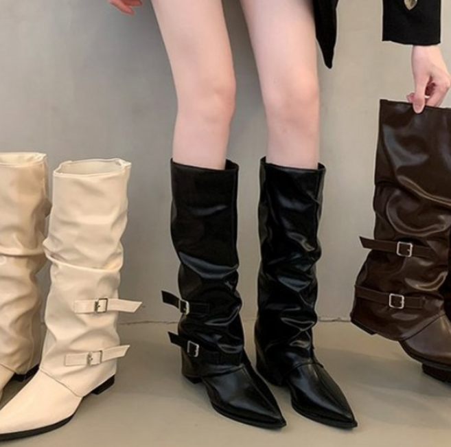 쏭블리 셔링 버클 스타일룩 웨스턴 롱부츠 0277