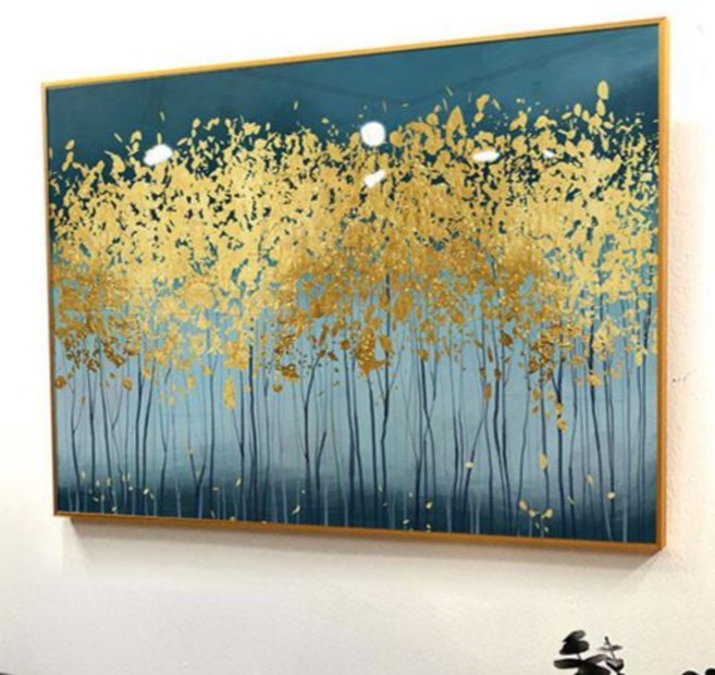 앙리아트 황금 빛 추상화 풍수에 좋은 개업 집들이 선물 카페 오피스텔 인테리어 액자, 3번 추상화 나무 C 가로