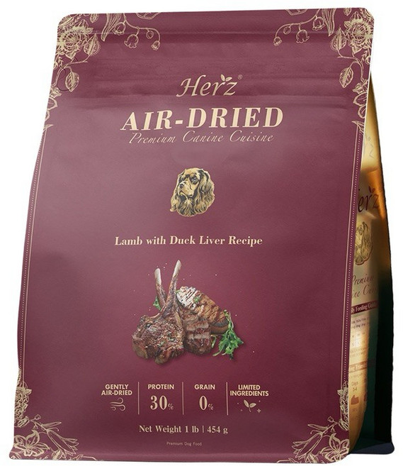 Herz 赫緻 美饌低溫風乾狗飼料 嫩羊佐鴨肝, 1包, 1kg, 羊