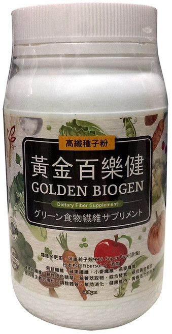 黃金百樂健 金善纖粉 膳食纖維營養補充品 洋車前子殼99%, 300g, 2個