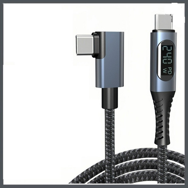 USB4 傳輸線 40Gbps 240W PD 8K@60Hz, USB4數顯彎頭型240w40GB-黑色, 1個, 1m