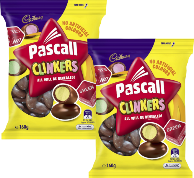 캐드버리 파스칼 클링커스 Cadbury Pascall Clinker Milk Chocolate Lollies Snack & Share Bag, 2개, 160g