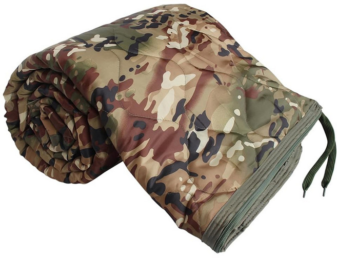 GRVCN 군용 담요 - 지퍼가 달린 캠핑 침낭 폰초 라이너 보온 담요 가벼운 휴대용 야외 하이킹 생존 압축 가방, Ocp, 1개