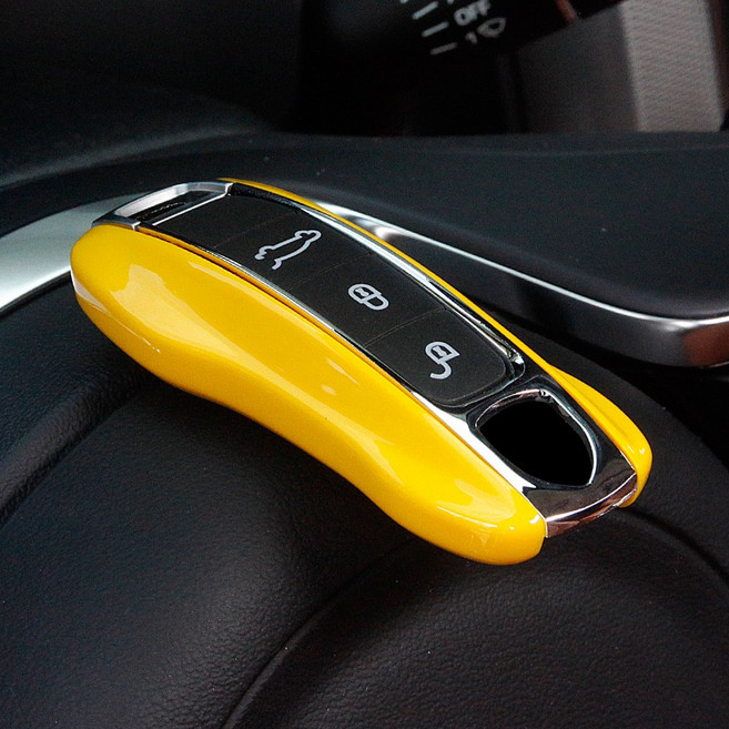 포르쉐 신형 스마트키 케이스 커버 키홀더 호환 용품, 블랙카본