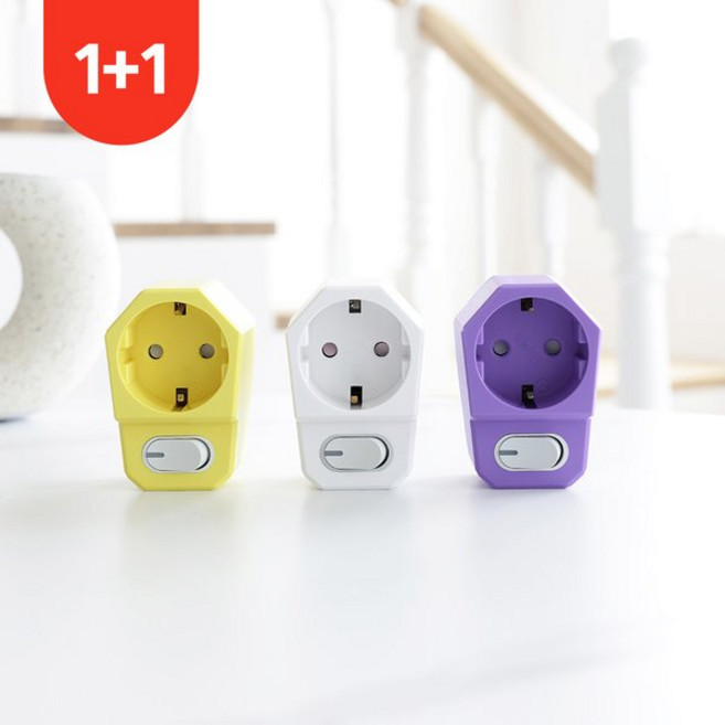 아이정 1+1 더좋은 절전 1구 멀티탭 스위치 콘센트, 화이트+옐로우