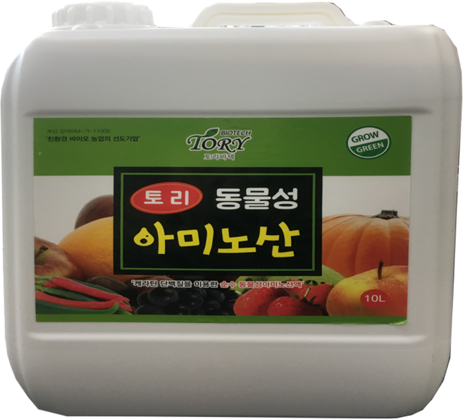농업용 고농도 동물성아미노산 비료 - 유리아미노산 꽃게아미노 아미왕 뿌리활착 당도향상 식물영양제 냉해예방 수량증대 비대제, 1개, 10L