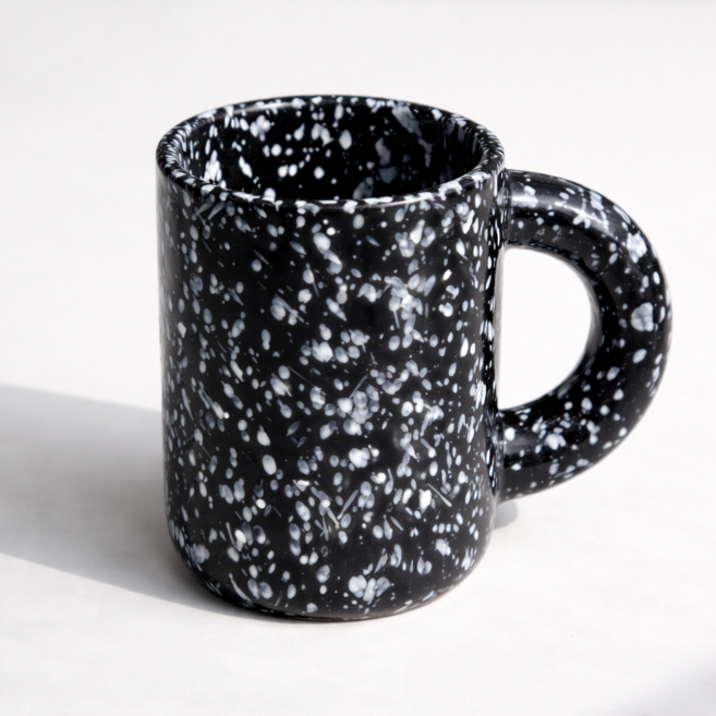 디얼리 마블 머그컵 점박이 머그잔 280ml 데일리 뭉툭한 사무실컵 홈카페, 1개, 블랙