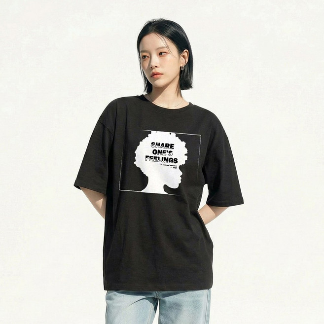 필링스 프린팅 오버핏 롱 박스 티셔츠 빅사이즈 반팔