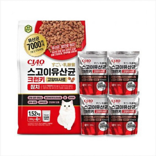챠오츄르 전연령 고양이 스고이 유산균 크런키 건식사료, 참치, 1.52kg, 1개