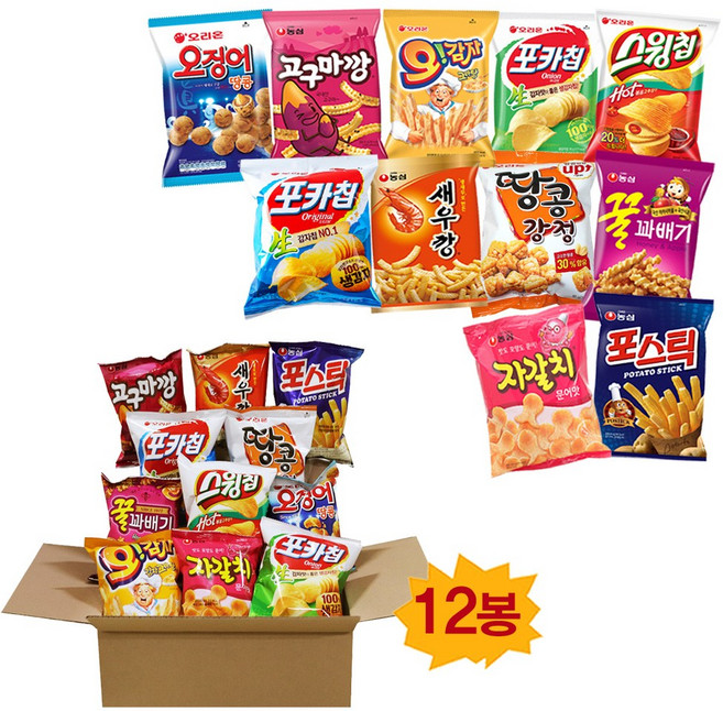 과자세트 오리온 농심 스낵모음 460g 맛있는과자 회사간식 간식박스, 1개