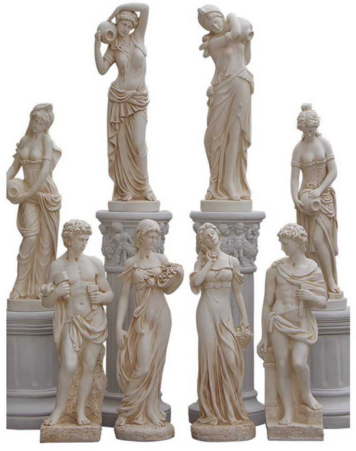 J2K 대형 여신 공원 조형물 석고 예술 정원 야외 장식, 128cm (꽃+45 받침대/빈티지 화이트)