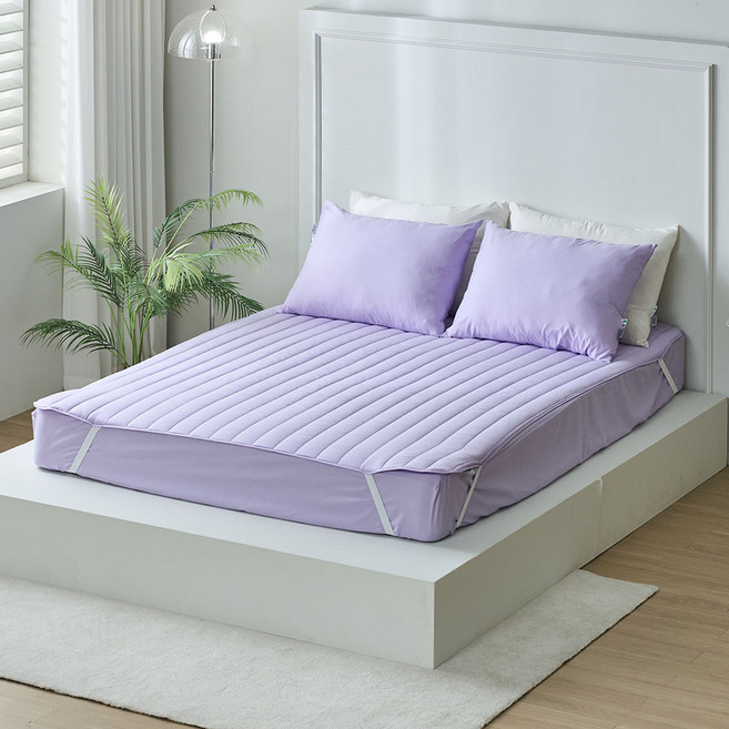 에메르 알러제로 다운필 슬로안 누빔 침대패드, 휘핑 라벤더