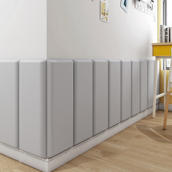 Fowod 충돌 방지 벽쿠션 푹신한 고탄성 스티커식 보호대 패드, 3개, 회색