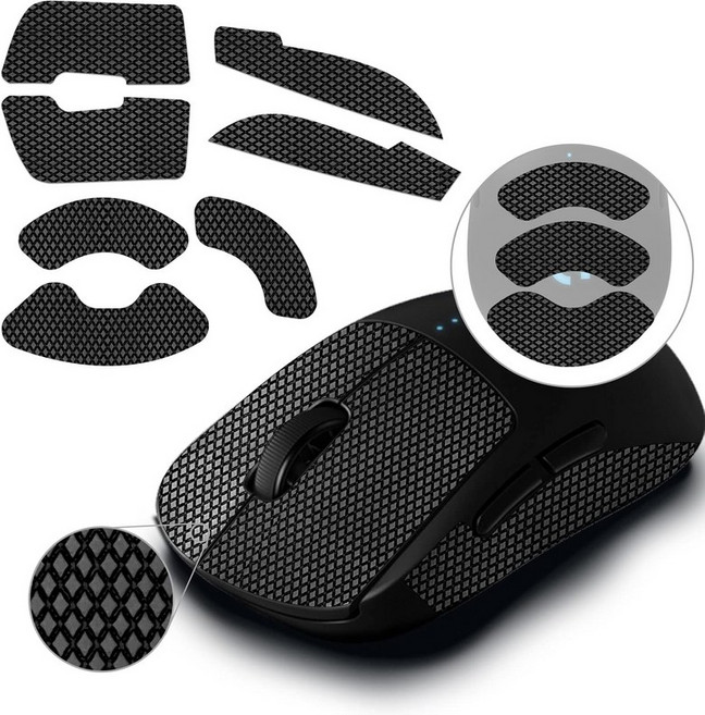 마우스 미끄럼 방지 그립 테이프 Razer DeathAdder V3 Pro 게이밍 호환 손바닥 땀 흡수 얇은 0.5mm 맞춤형 절단 간편한 부착 스킨 핑크, For G PRO Wireless, Black