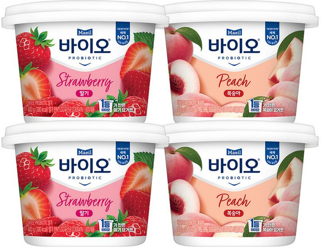 매일 바이오 PROBIOTIC 딸기+복숭아 각 2입, 4개, 400g