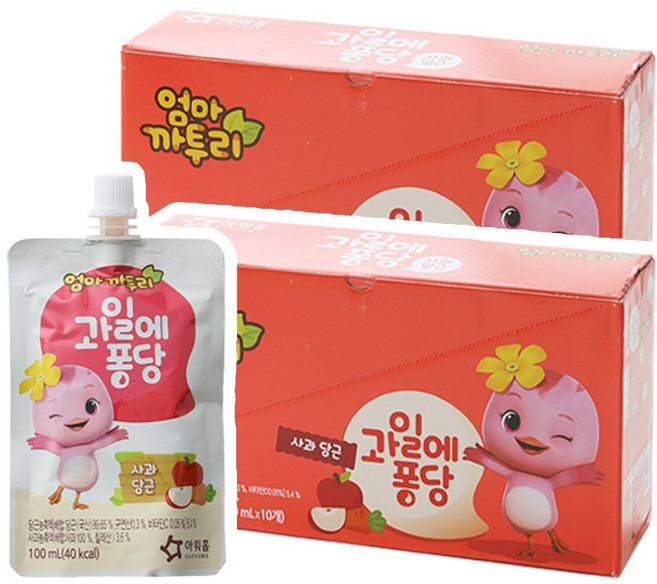 아워홈 엄마까투리 과일에퐁당 사과당근, 20개, 100ml