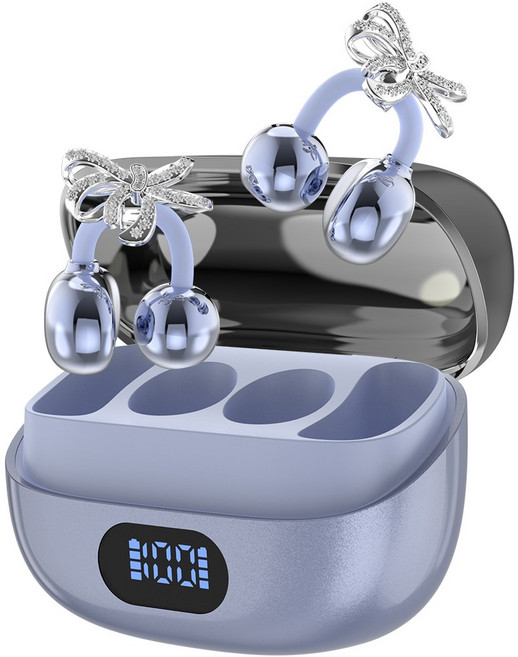 WAPIK 오픈형 무선 블루투스 이어폰 이어커프 귀찌 귀걸이형 고음질 Hi-Fi, 퍼플, R5