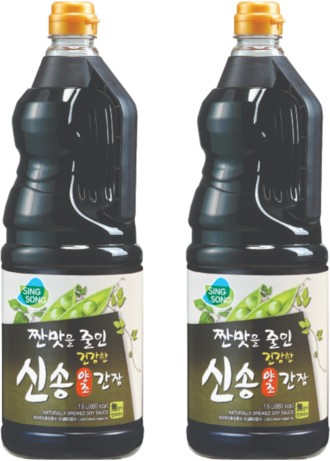 신송식품 짠맛을 줄인 건강한 양조간장, 1.6L, 2개