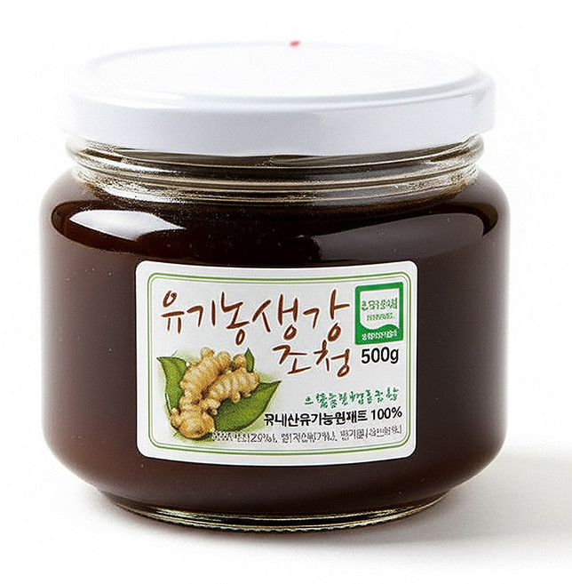 마음밭 유기농 생강 조청(국내산) 500g - 국산 수제 청 조청 시럽 핸드메이드 차 에이드, 1개