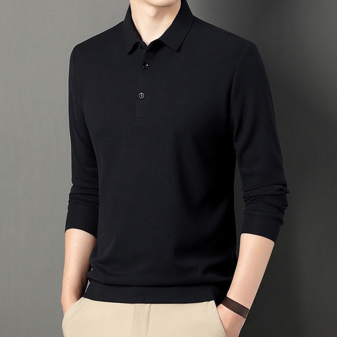 남성용 클래식 다용도 비즈니스 레저 폴로 셔츠 비다림질 높은 탄성 일상 통근 몸에 맞는 레이어드 티