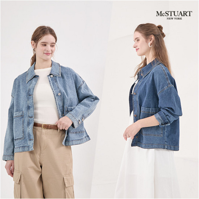 [맥스튜어트] [최초가 77 000원] 슈퍼스트레치 여성 데님 자켓 2종
