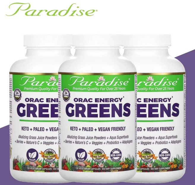[2+1] 파라다이스 허브 ORAC 에너지 그린 슈퍼푸드 강황 커큐민 클로렐라 고약사 120정 3개 Paradise Herbs ORAC Energy Greens - 쿠팡