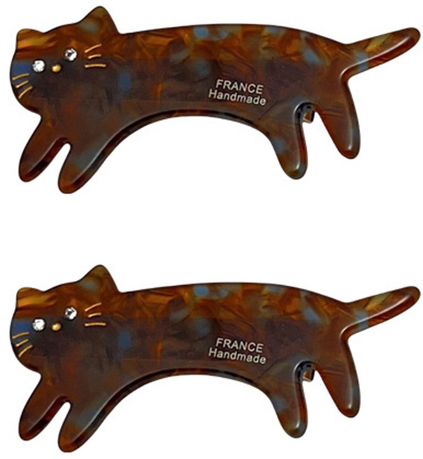 2개 세트 귀여운 고양이 머리핀 프렌치 스타일 앞머리 클립 앞머리/옆머리 스타일링 모두 가능 아세테이트 다양한 색상 가능 인스타그램 스타일